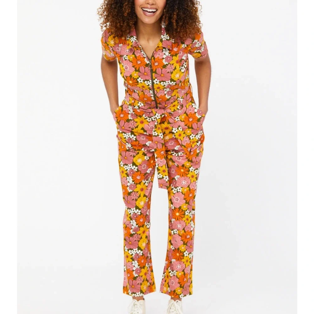 Joanie Floral Short Sleeve Jumpsuit - Picture 2 of 12